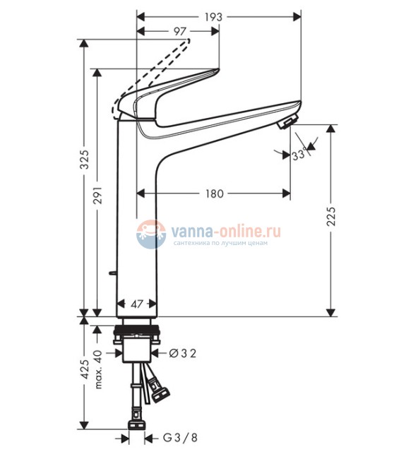 Смеситель для раковины Hansgrohe Novus 71123000, с донным клапаном Смеситель для раковины Hansgrohe Novus 71123000, с донным клапаном