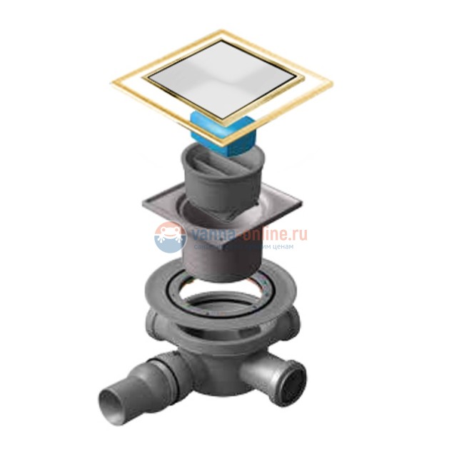 Трап водосток Pestan Confluo Standard Dry 3 White Glass Gold 100 х 100 мм белое закаленное стекло/цвет рамки - золото 13000177 Трап водосток Pestan Confluo Standard Dry 3 White Glass Gold 100 х 100 мм белое закаленное стекло/цвет рамки - золото 13000177