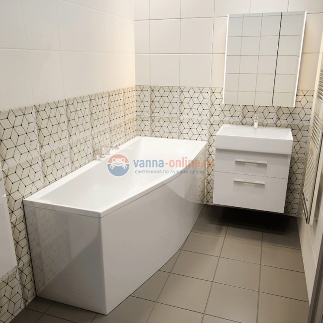 Ванна из литьевого мрамора Astra-Form Скат, 170 x 75 см, правая, белый