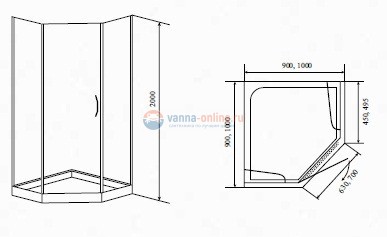 Душевой уголок Timo BY-839 90F, 90 х 90 х 200 см, стекло матовое