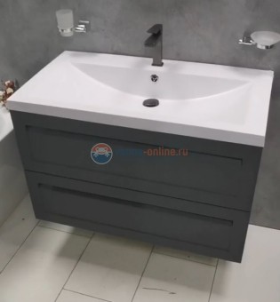 Тумба под раковину Art&Max AM-Platino-750-2C-SO-GM, 75 x 48 x 55 см подвесная, серый матовый