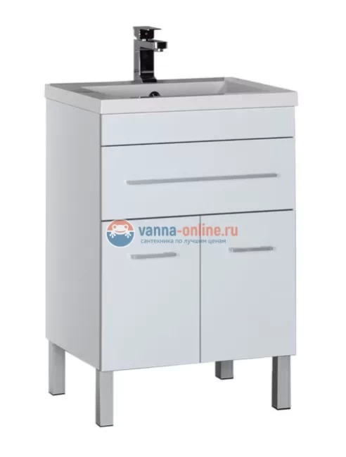 Тумба под раковину Aquanet Верона 58 напольная (2 дверцы, 1 ящик) 00182507, цвет белый Тумба под раковину Aquanet Верона 58 напольная (2 дверцы, 1 ящик) 00182507, цвет белый