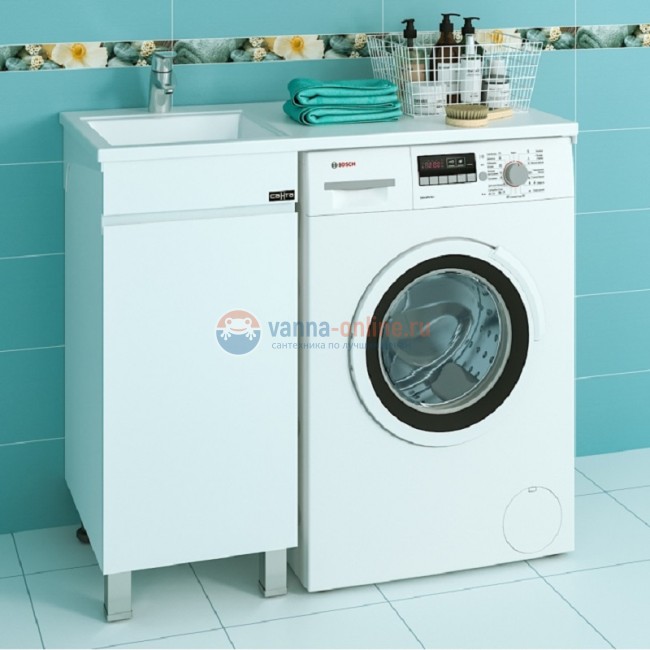 Тумба под раковину СаНта Марс-38 700221 над стиральной машиной, напольная