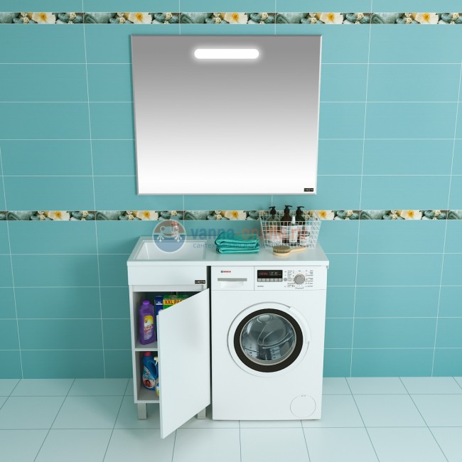 Тумба под раковину СаНта Марс-38 700221 над стиральной машиной, напольная