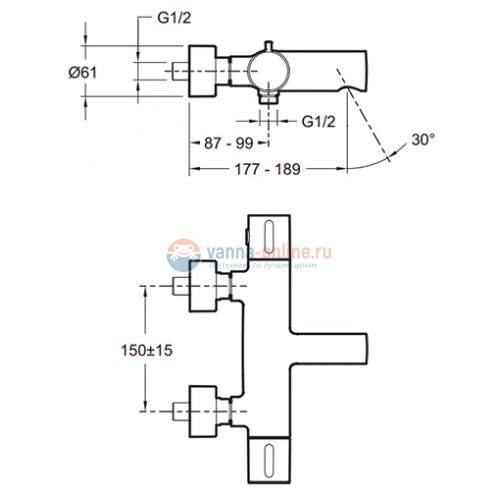 Смеситель Jacob Delafon Cuff E37037-CP для ванны и душа Смеситель Jacob Delafon Cuff E37037-CP для ванны и душа