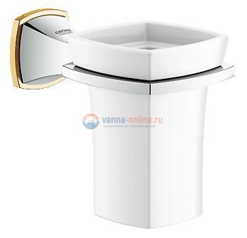 Держатель со стаканом Grohe Grandera 40626IG0, хром/золото