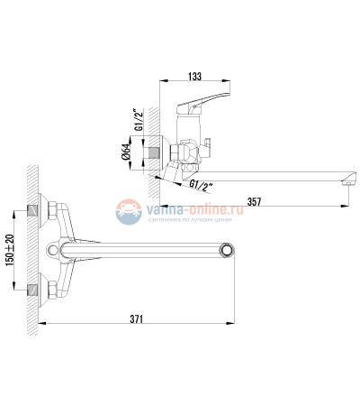 Смеситель Lemark Omega LM3151C универсальный для ванны и душа