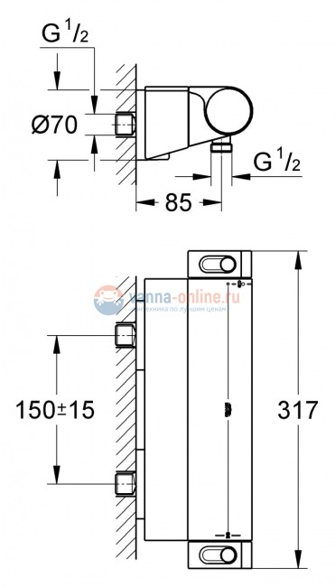 Термостат Grohe Grohtherm 2000 New 34469001 для душа Термостат Grohe Grohtherm 2000 New 34469001 для душа