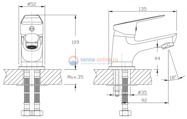 Смеситель для раковины Rush Disco DI6935-11, хром