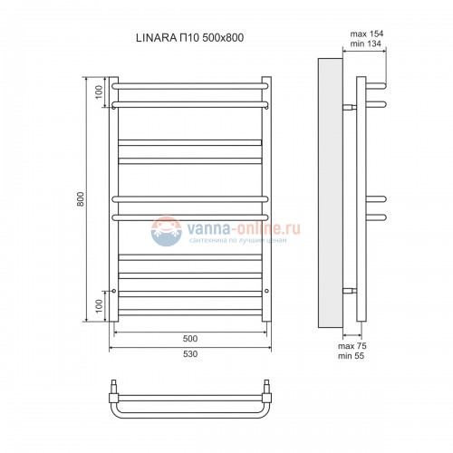 Полотенцесушитель водяной Lemark Linara LM04810, П10, ширина 53 см, высота 80 см Полотенцесушитель водяной Lemark Linara LM04810, П10, ширина 53 см, высота 80 см