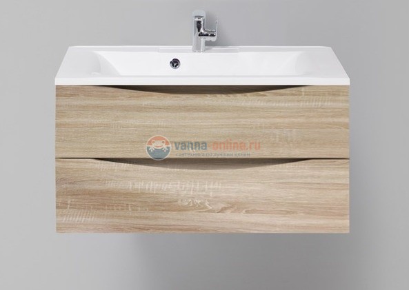 Тумба с раковиной BelBagno Marino MARINO-900-2C-SO-WO-P, 90 х 45 х 55 см, Rovere Bianco - светло-коричневый