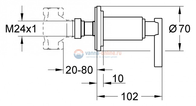 Переключатель потоков Grohe Atrio Jota 19088000 на одного потребителя Переключатель потоков Grohe Atrio Jota 19088000 на одного потребителя