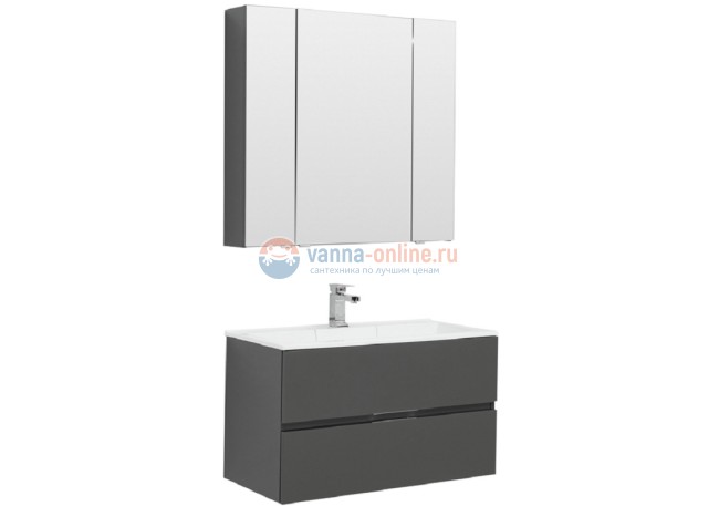 Тумба с раковиной Aquanet Алвита 90 240111, цвет серый антрацит