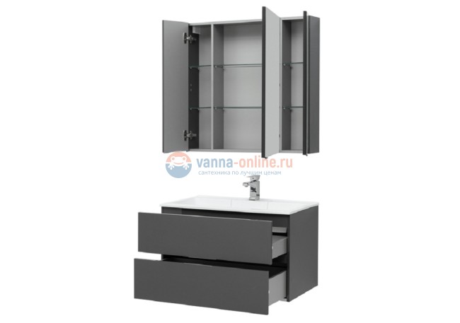 Тумба с раковиной Aquanet Алвита 90 240111, цвет серый антрацит
