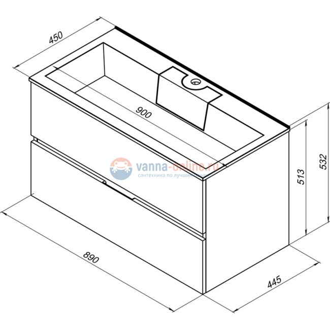 Тумба с раковиной Aquanet Алвита 90 240111, цвет серый антрацит