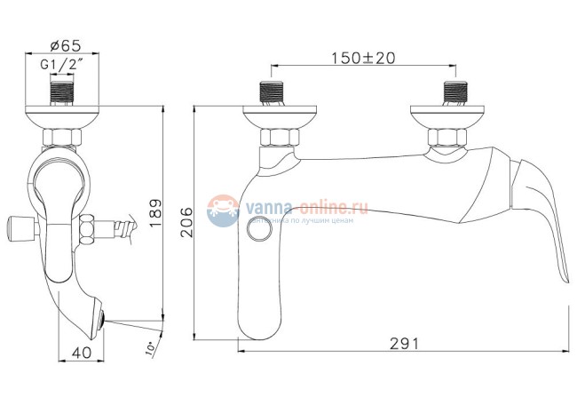 Смеситель Lemark Swan SWANLM5402BG для ванны Смеситель Lemark Swan SWANLM5402BG для ванны