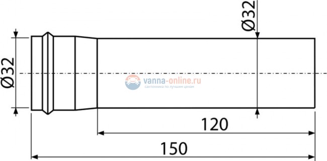 Удлинительная трубка AlcaPlast A4000B DN32, цвет - белый матовый Удлинительная трубка AlcaPlast A4000B DN32, цвет - белый матовый