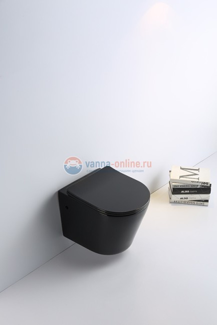 Подвесной унитаз Ceramalux В 2330В безободковый, крышка микролифт