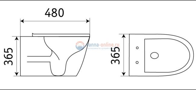 Подвесной унитаз Ceramalux В 2330В безободковый, крышка микролифт