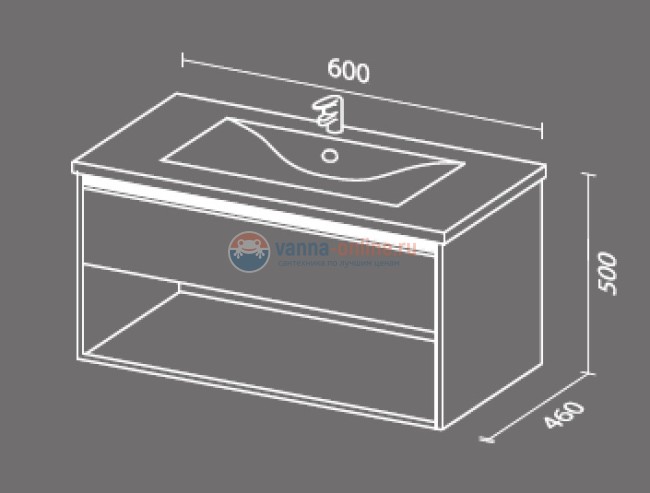 Тумба с раковиной Sanvit Контур kkont060, 60 см подвесная, белый глянцевый Тумба с раковиной Sanvit Контур kkont060, 60 см подвесная, белый глянцевый