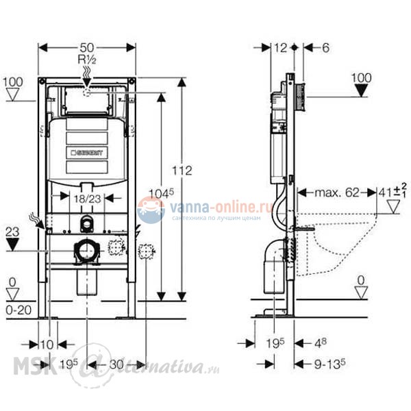 Инсталляция Geberit Duofix 111.333.00.5 UP320 для унитаза, усиленная