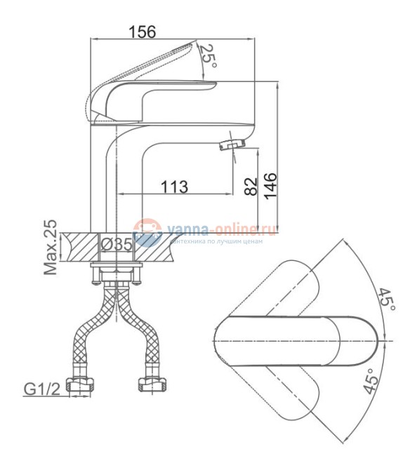 Смеситель D&K Venice Gondola DA1022101 для раковины Смеситель D&K Venice Gondola DA1022101 для раковины