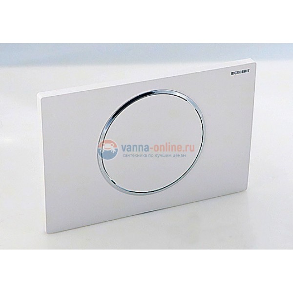 Клавиша Geberit Sigma Type 10 115.758.KK.5, одинарный смыв, рамка-белая/кнопка-белая/кольцо-золото