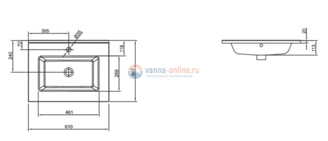 Раковина Jacob Delafon Ola EXSA112-00, 61 х 46 см