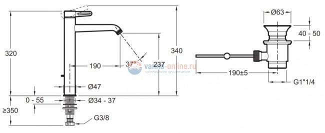 Смеситель Jacob Delafon Nouvelle Vague E78337-CAT для раковины, высокий, с донным клапаном, цвет хром матовый Смеситель Jacob Delafon Nouvelle Vague E78337-CAT для раковины, высокий, с донным клапаном, цвет хром матовый