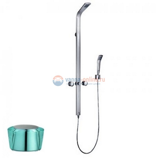 Душевая система Kludi Joop! 55769H705 с верхним душем, хром/зеленый хрусталь Душевая система Kludi Joop! 55769H705 с верхним душем, хром/зеленый хрусталь