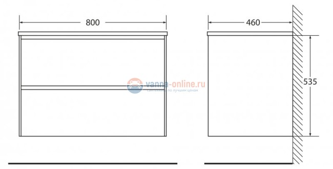 Тумба под раковину BelBagno Pietra PIETRA-800-2C-SO-PT, 80 х 46 х 55 см, цвет серый камень (stone)