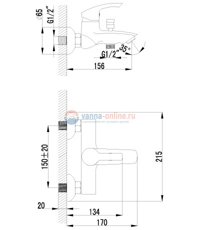 Смеситель Lemark plus Strike LM1102C для ванны и душа Смеситель Lemark plus Strike LM1102C для ванны и душа