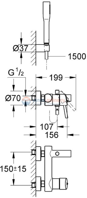 Смеситель Grohe Concetto New 32212 001 для ванны/душа с гарнитуром Смеситель Grohe Concetto New 32212 001 для ванны/душа с гарнитуром