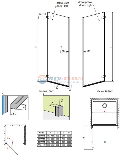 Душевая дверь Radaway Arta DWJ I 100 386072-03-01 Душевая дверь Radaway Arta DWJ I 100 386072-03-01