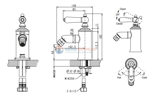 Смеситель Bravat Art F375109C для биде River, цвет хром