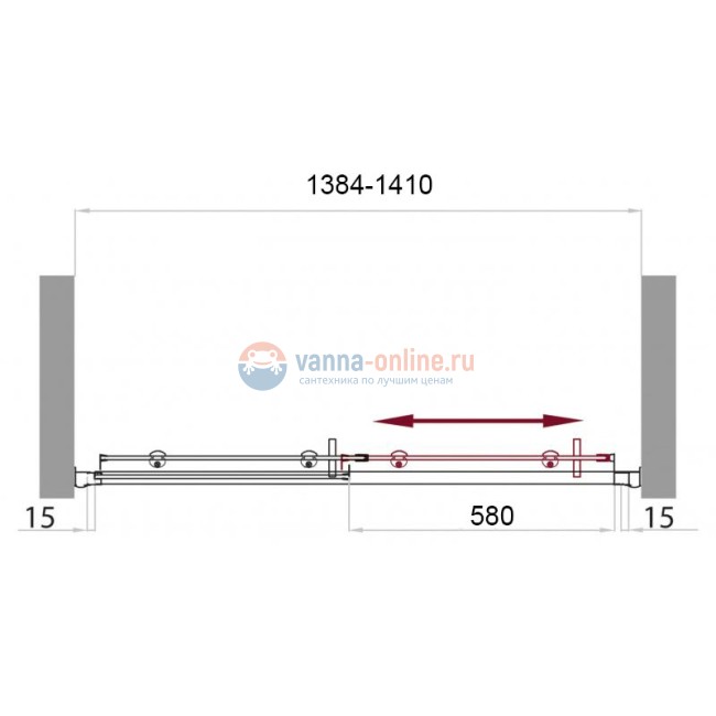 Душевая дверь в нишу BelBagno Uno UNO-BF-1-140-P-Cr 140х185 см