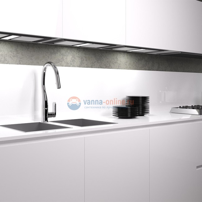 Смеситель для кухни Paini Nove выдвижной излив 09CR591D