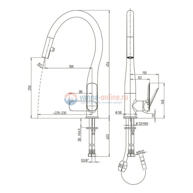 Смеситель для кухни Paini Nove выдвижной излив 09CR591D