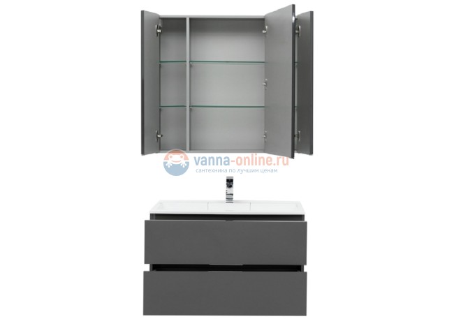 Зеркало-шкаф Aquanet Алвита 90 240110, корпус серый антрацит
