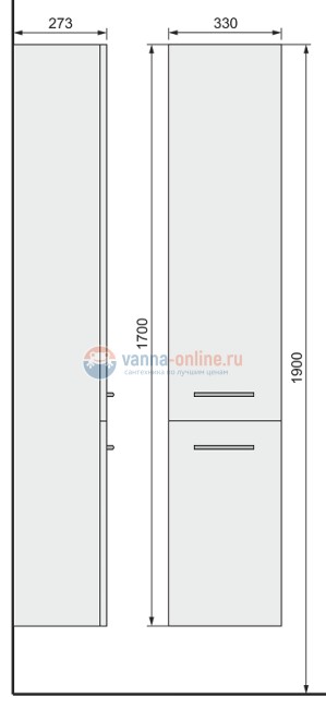 Шкаф-пенал Raval Quadro Qua.04.170/P/W, 35 см, белый