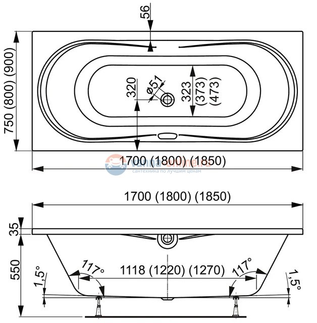 Акриловая ванна Vagnerplast Briana 180 x 80 см