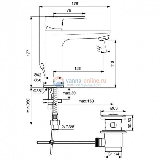 Смеситель для раковины Ideal Standard SESIA BC201AA Смеситель для раковины Ideal Standard SESIA BC201AA