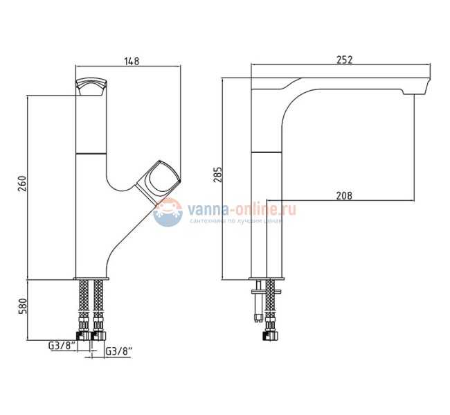 Смеситель для кухни E.C.A Myra 104118063EX