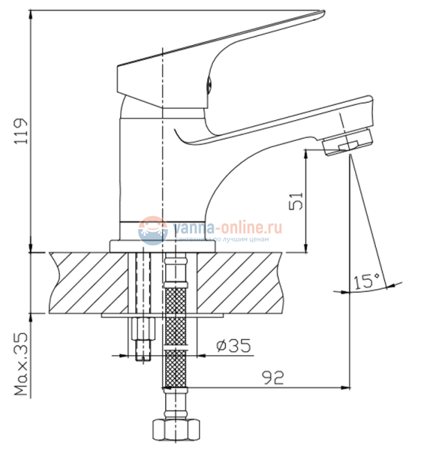 Смеситель Orange Dia M45-021cr для раковины