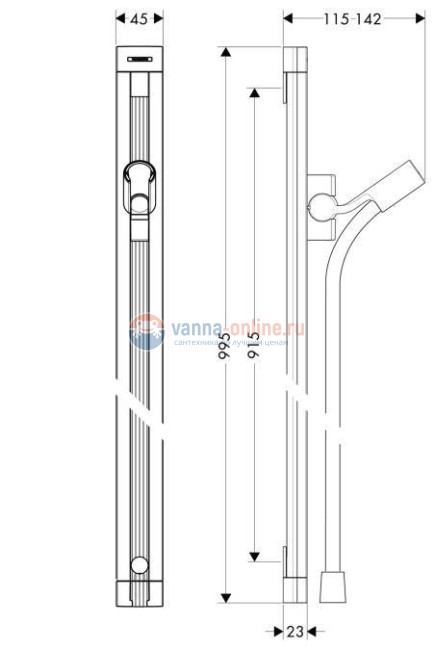 Штанга для душа Hansgrohe Raindance 27636000 Unica'S0 90 см Штанга для душа Hansgrohe Raindance 27636000 Unica'S0 90 см