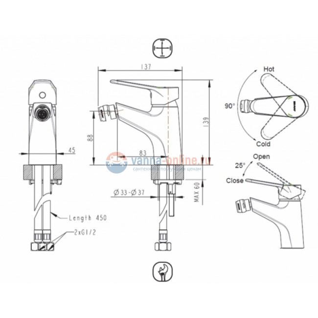 Смеситель Bravat Eco F3111147C для биде