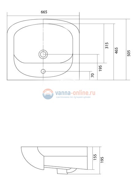 Раковина Акватон Акваполо-6533 1WH110162 65 см