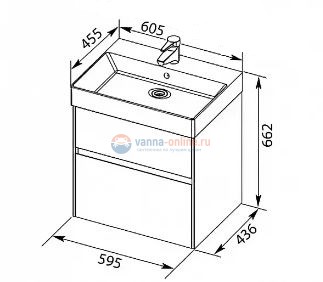 Тумба с раковиной Aquanet Бруклин 60 00203958, цвет- белый