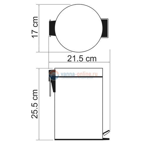 Корзина для мусора WasserKRAFT 633, с педалью, 3 л Корзина для мусора WasserKRAFT 633, с педалью, 3 л