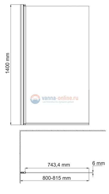 Стеклянная шторка WasserKraft Berkel 48P01-80BLACK для душа, распашная, одностворчатая